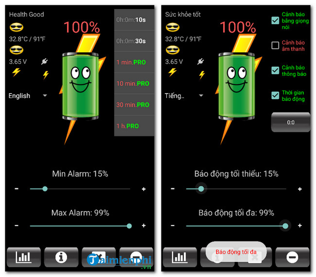 Tải Battery Alarm Pro version Ứng dụng quản lý pin hiệu quả taimien