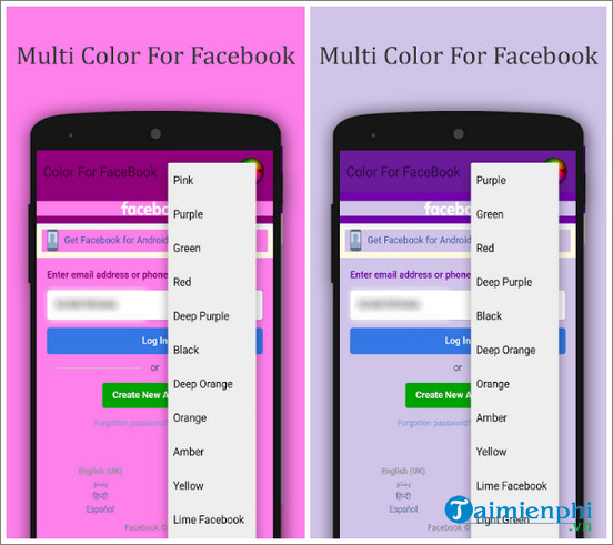 multi color for facebook
