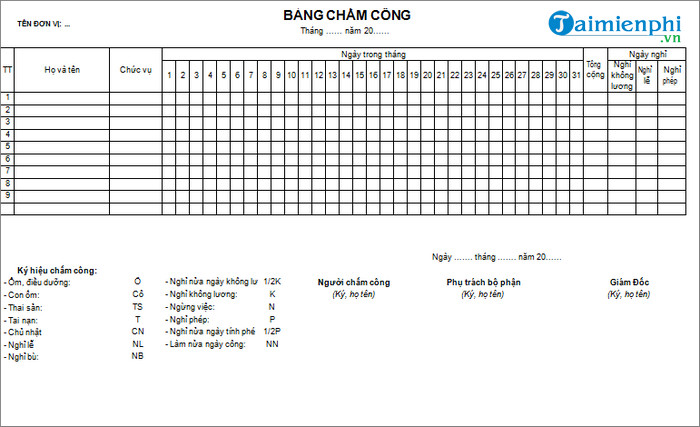 bang cham cong theo gio