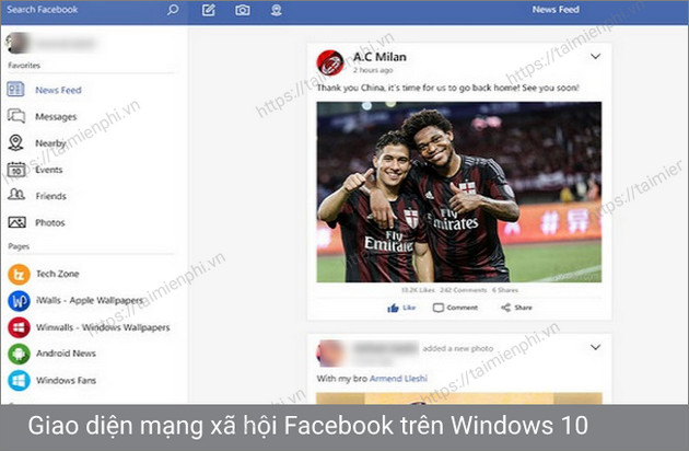 facebook cho windows 10