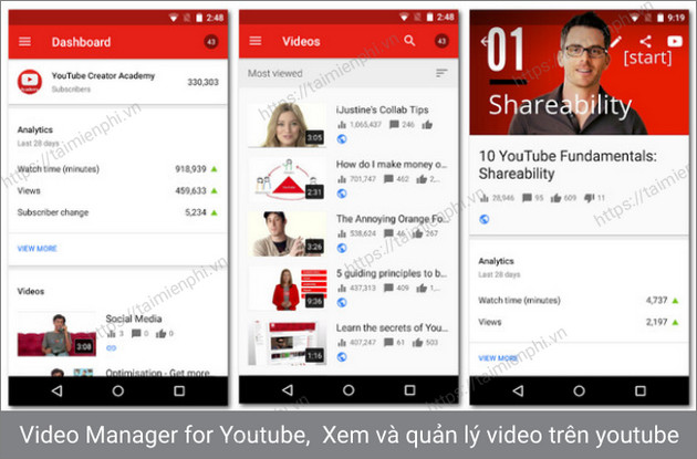 video manager for youtube