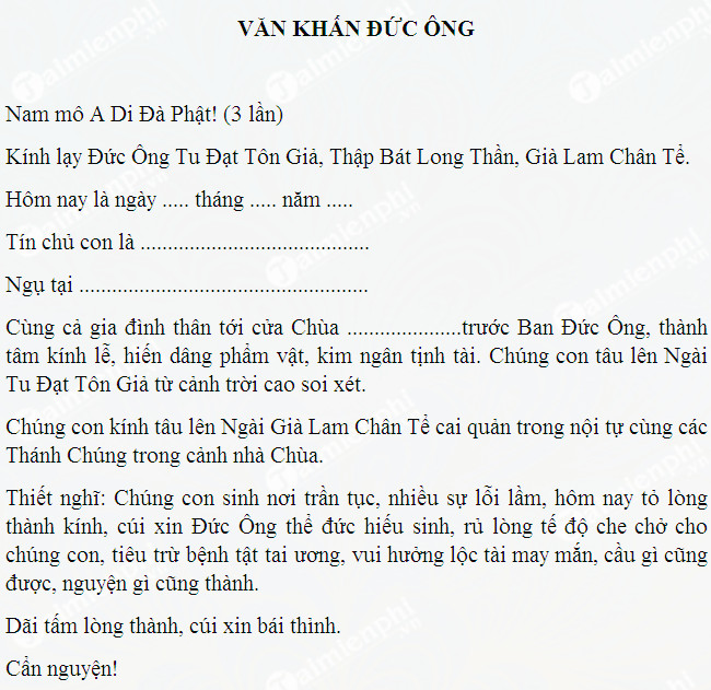 VĂN KHẤN BAN ĐỨC THÁNH HIỀN TẠI CHÙA