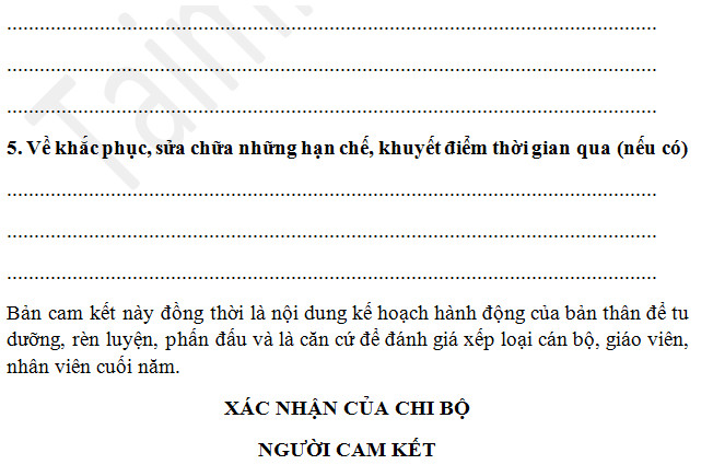 Tải mẫu bản cam kết tu dưỡng rèn luyện phấn đấu năm 2020 của giáo viên