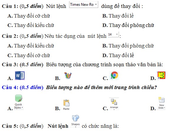 Đề thi Tin học lớp 3: Đề thi Tin học lớp 3 năm nay sẽ thú vị và hấp dẫn hơn bao giờ hết. Các em sẽ được kiểm tra các kỹ năng tin học cơ bản như sử dụng máy tính, internet và các ứng dụng Office. Kết quả sẽ giúp các em nâng cao kỹ năng tin học và chuẩn bị tốt cho tương lai.