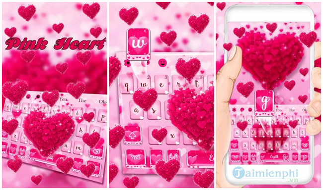 pink love heart keyboard theme