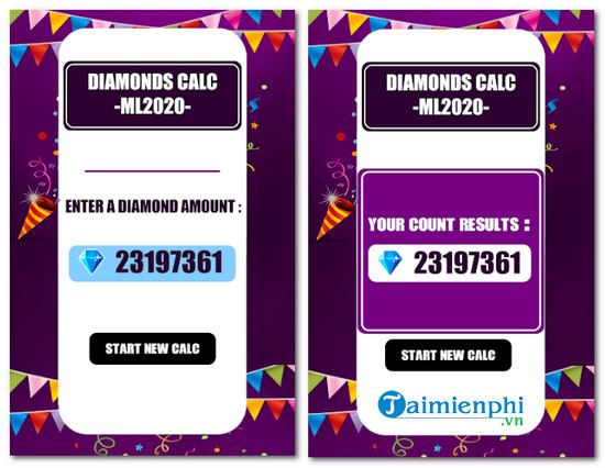 free diamonds calc for mobile legends bang bang