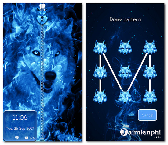 Tải Ice Fire Wolf Lock Screen Zipper cho Android - Ứng dụng màn hình k