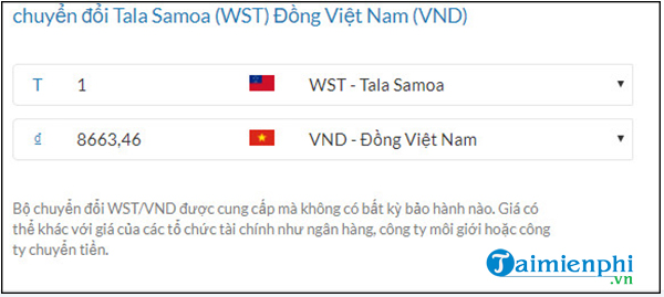 1 WST bằng bao nhiêu VNĐ tiền Việt Nam
