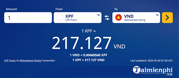 1 XPF bằng bao nhiêu VNĐ tiền Việt Nam