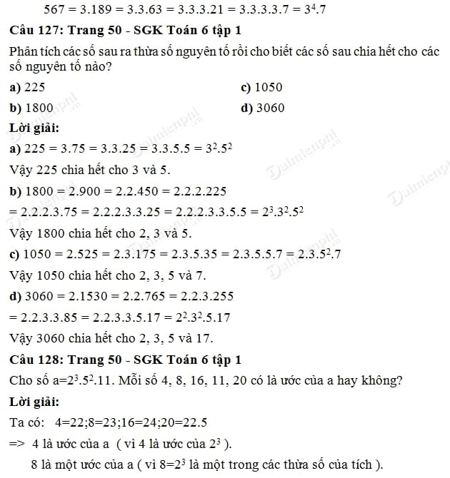 giai toan lop 6 phan tich mot so ra thua so nguyen to