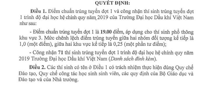 Điểm chuẩn Đại học Dầu khí Việt Nam năm 2020