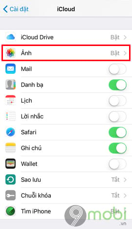 chuyen anh iphone len icloud