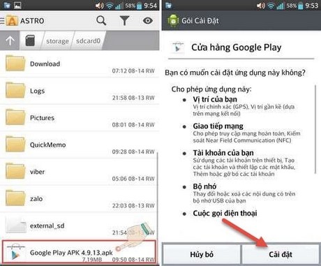 Cài Google Play, sử dụng Google Play APK tải ứng dụng trên Android