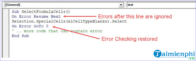 Cách xử lý lỗi VBA bằng các lệnh On Error