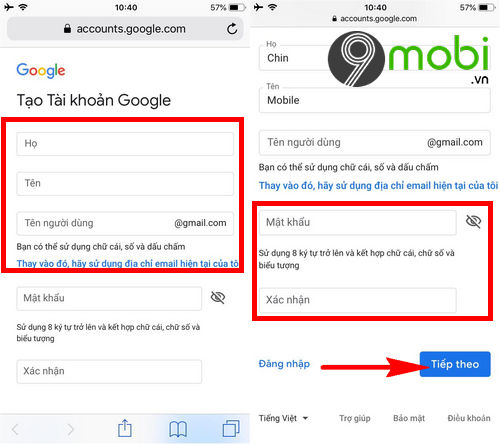 tao tai khoan gmail