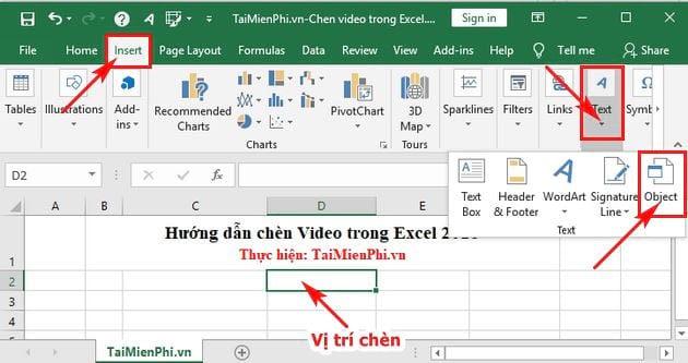 cach chen video vao excel 2