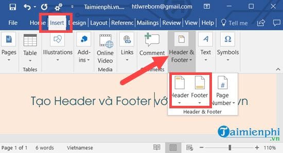 Cách chèn Header, Footer trong Word, tạo thêm Header và Footer