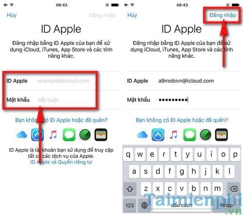 Đăng nhập ID Apple trên iPhone