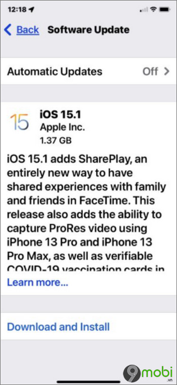cach cap nhat iOS 15.1