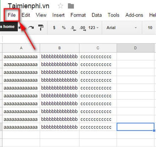 cach can chinh bang tinh khi in trong google sheets 2