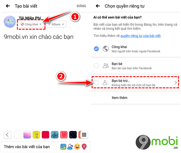 an bai dang tren facebook voi 1 nguoi nao do
