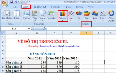 ve do thi trong excel