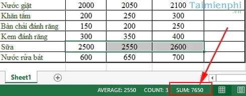 tinh tong trong excel 2