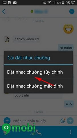cai nhac chuong rieng cho cuoc goi tu Skype tren Android