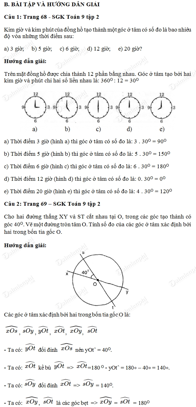 Giải bài tập trang 68, 69, 70 SGK Toán 9 Tập 2