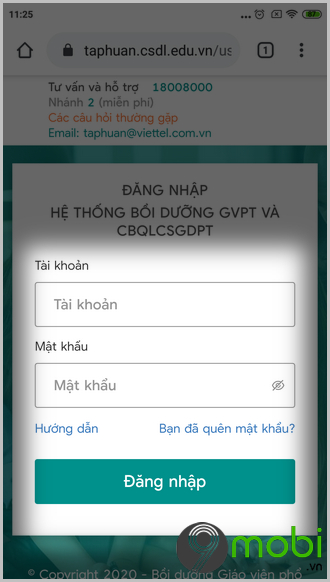huong dan dang nhap chuong trinh tap huan taphuan csdl edu vn