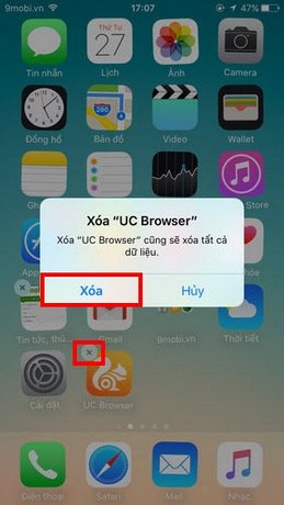 xoa UC Browser tren iphone