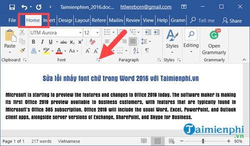 cach sua loi nhay font chu trong word 2016 2