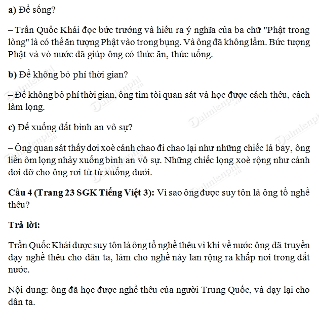 Soạn Tiếng Việt lớp 3 - Ông tổ nghề thêu