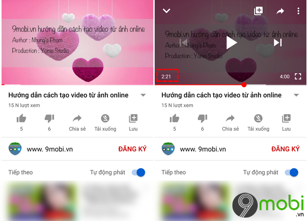 binh luan kem moc thoi gian tren youtube cho android
