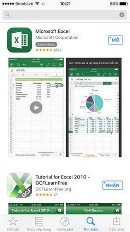 tao bang tinh excel tren iphone