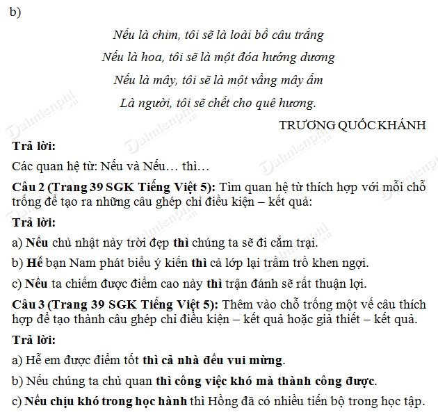 Soạn Tiếng Việt lớp 5 - Luyện từ và câu: Soạn bài Nối các vế câu ghép bằng quan hệ từ tiết 3
