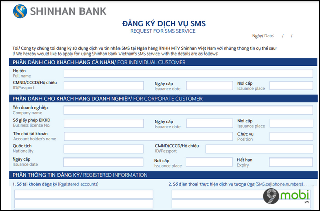 Cách đăng ký SMS Shinhan Bank qua điện thoại
