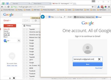Cách đăng nhập Gmail nhiều tài khoản trên một máy tính