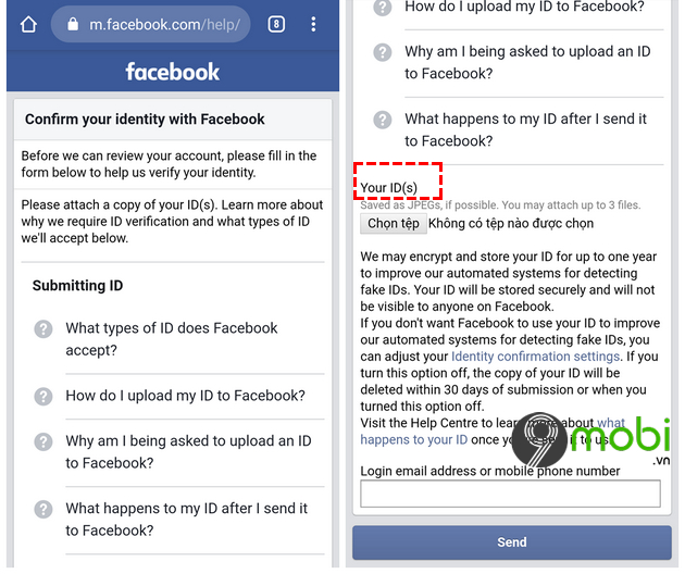 link xac minh danh tinh tai khoan facebook