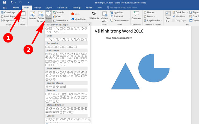 Cách vẽ hình trong Word vẽ sở đồ vẽ đường thẳng hình tròn trong Word   Mầm Non Đô Thị Sài Đồng