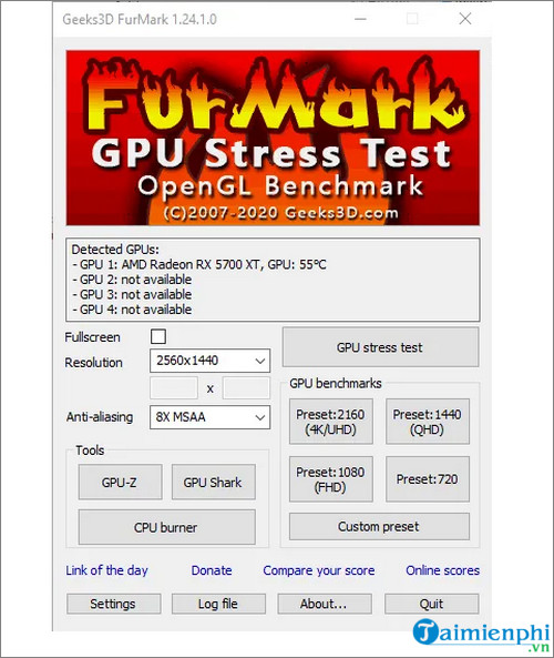 su dung Stress Test GPU voi FurMark