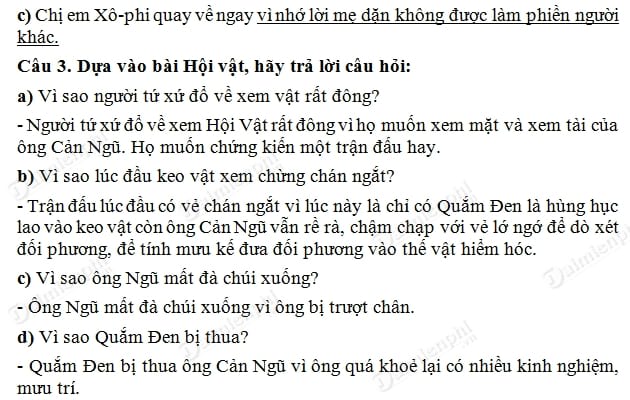 Soạn Tiếng Việt lớp 3 - Luyện từ và câu Nhân hóa, Ôn tập cách đặt và trả lời câu hỏi Vì sao? câu 1-3 trang 61,62 sgk