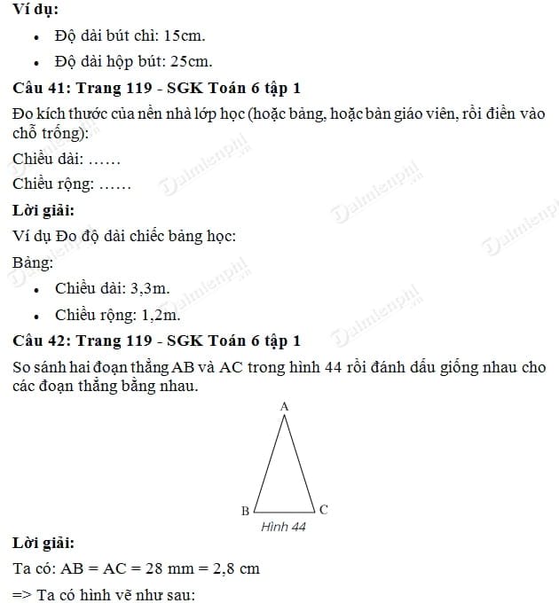 giai toan lop 6 do dai doan thang