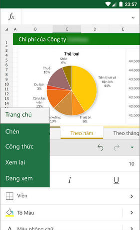 tao bang excel tren android