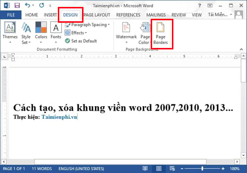 Cách Tạo, Xóa Khung Viền Word 2007,2010, 2013, 2016