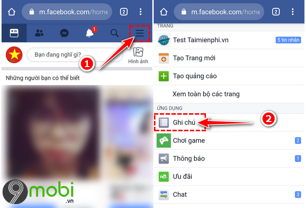 tao ghi chu tren facebook,