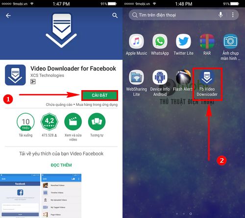 cach tai video facebook tren dien thoai samsung 2