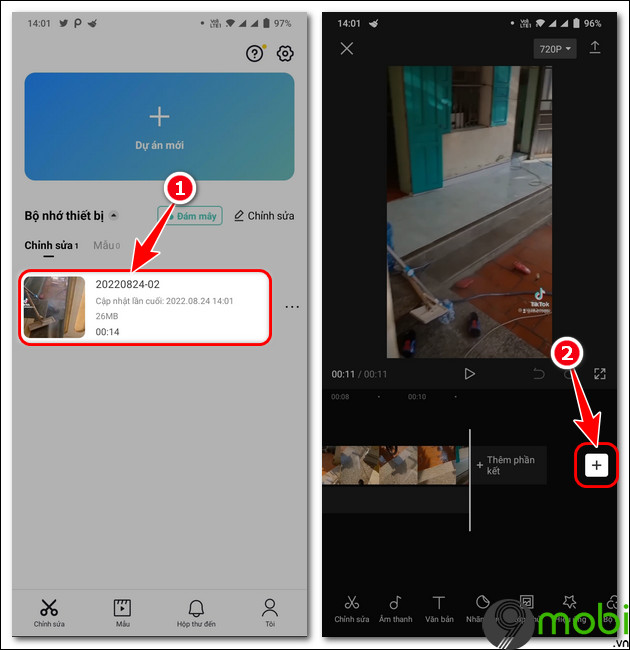 cach ghep video tren capcut tren Android