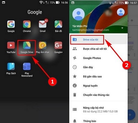 Tải file lên Google Drive trên iPhone, Android