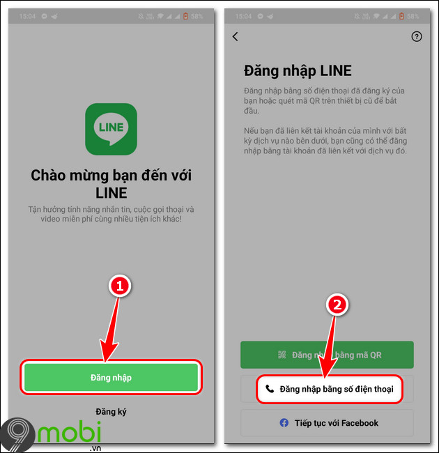 cach dang nhap line tren Android